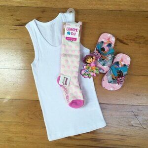 Tank Top (White(, 2 Pair of Socks, and Dora the Explorer Sandals - size S (5/6)S